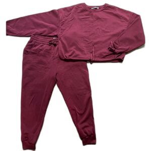 Roma Concept Women's Plus SIZE 2X Burgandy Red Sweat Suit Casual Lounge Set